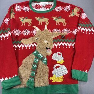 Jolly Sweaters Drunk Goat Christmas Knit Sweater Size Large Ugly Christmas